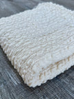 Neutral Stretchy Crinkle Cotton Fabric, Textured Surface.Handwoven Striped Crinkle Cotton Fabric – Organic Cotton & Beech Wood Fiber Blend