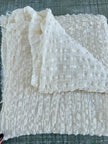 Neutral Stretchy Crinkle Cotton Fabric, Textured Surface.Handwoven Striped Crinkle Cotton Fabric – Organic Cotton & Beech Wood Fiber Blend