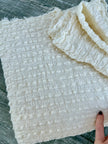 Neutral Stretchy Crinkle Cotton Fabric, Textured Surface.Handwoven Striped Crinkle Cotton Fabric – Organic Cotton & Beech Wood Fiber Blend