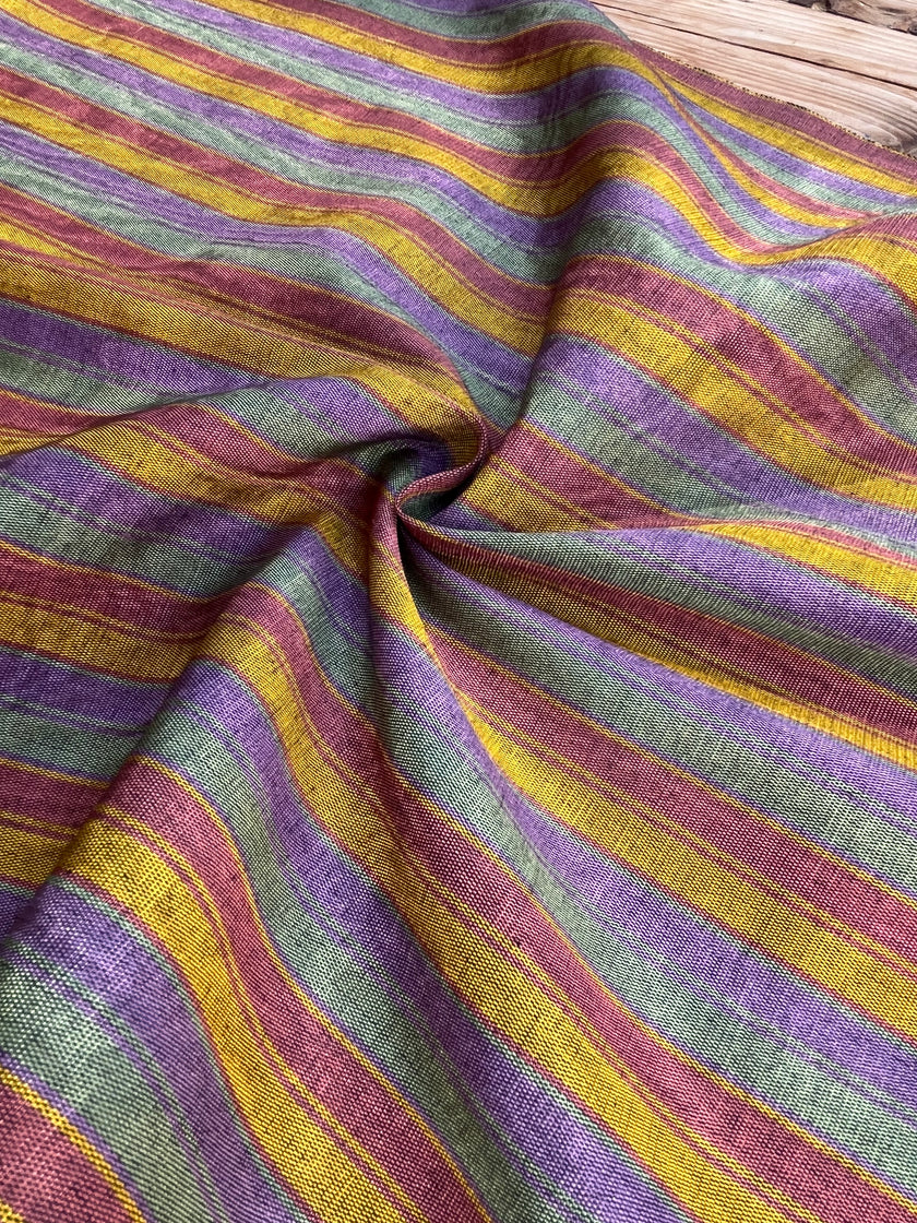 Multi Color Striped Pattern Moiré Fabric By The Yard – Luxurious Silk  For Interior Design & Special Sewing Projects. / 22 inches - 50 cm Width.