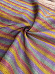 Multi Color Striped Pattern Moiré Fabric By The Yard – Luxurious Silk  For Interior Design & Special Sewing Projects. / 22 inches - 50 cm Width.