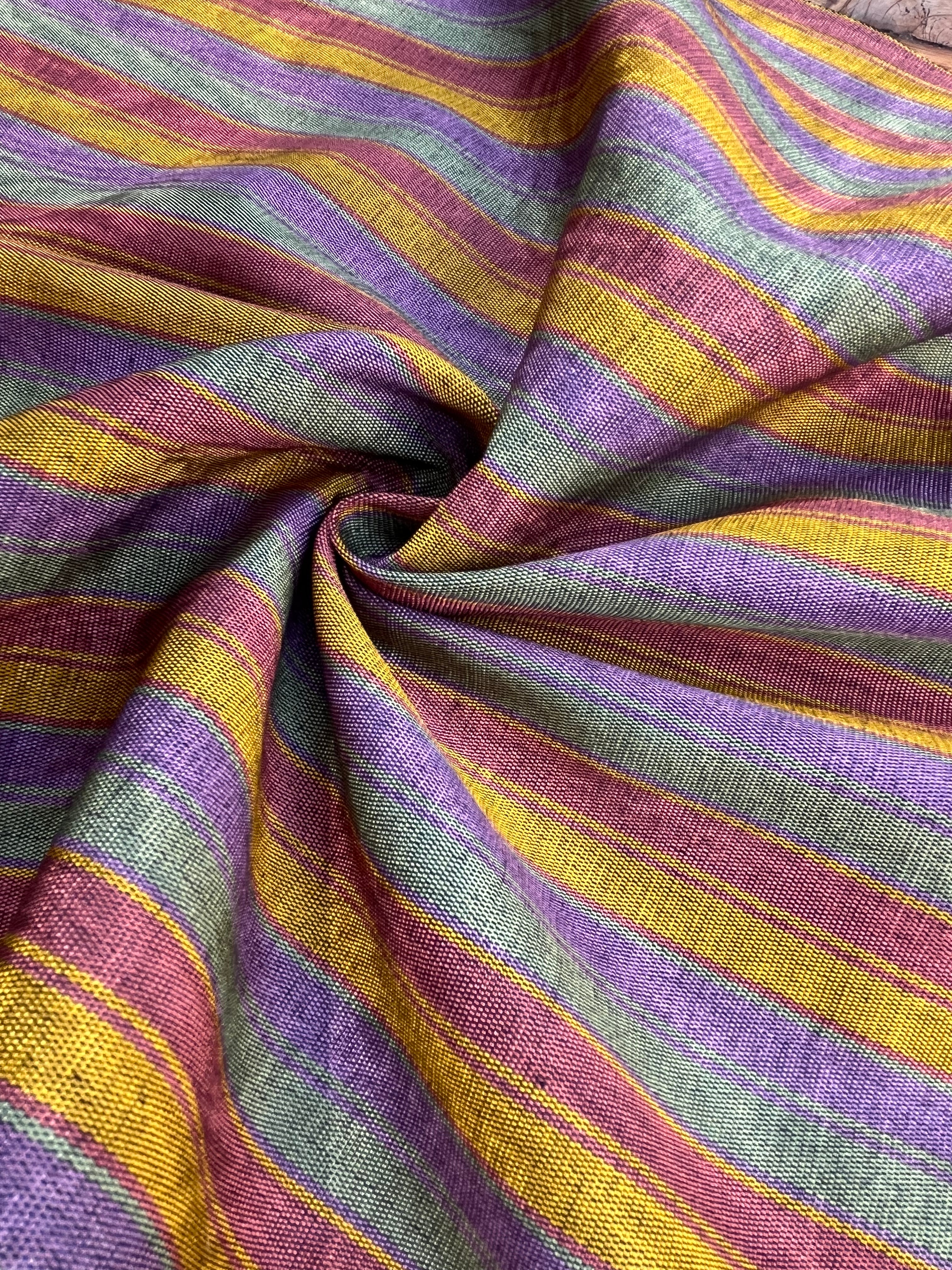 Multi Color Striped Pattern Moiré Fabric By The Yard – Luxurious Silk  For Interior Design & Special Sewing Projects. / 22 inches - 50 cm Width.