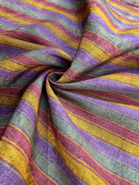 Multi Color Striped Pattern Moiré Fabric By The Yard – Luxurious Silk  For Interior Design & Special Sewing Projects. / 22 inches - 50 cm Width.