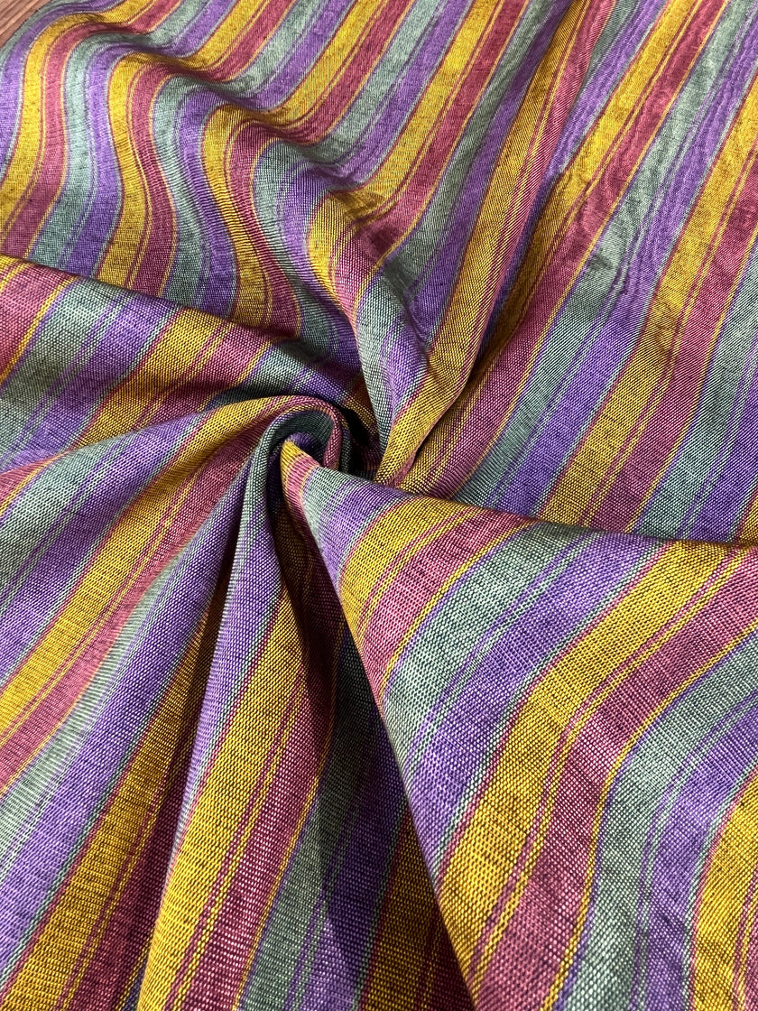 Multi Color Striped Pattern Moiré Fabric By The Yard – Luxurious Silk  For Interior Design & Special Sewing Projects. / 22 inches - 50 cm Width.