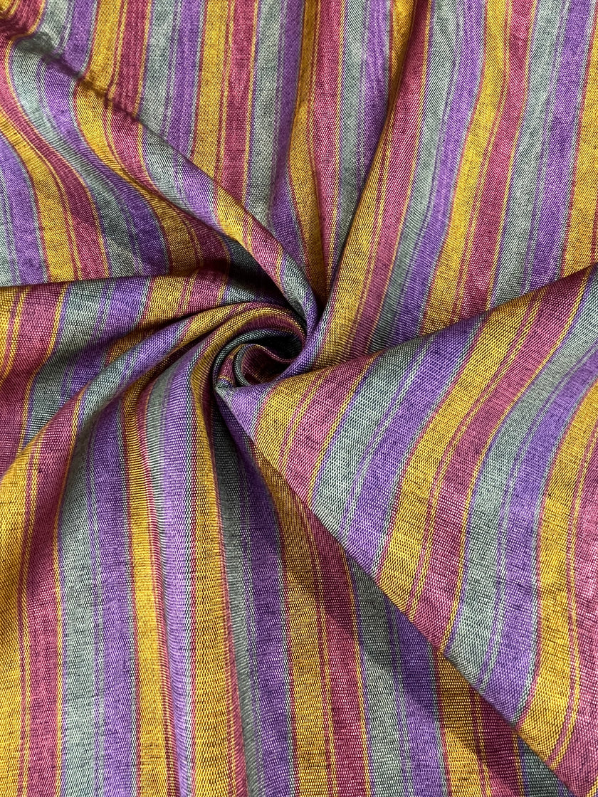 Multi Color Striped Pattern Moiré Fabric By The Yard – Luxurious Silk  For Interior Design & Special Sewing Projects. / 22 inches - 50 cm Width.