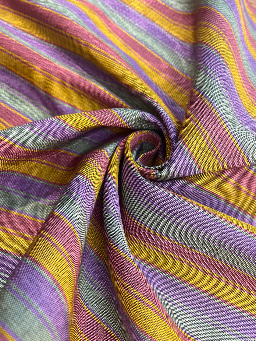 Multi Color Striped Pattern Moiré Fabric By The Yard – Luxurious Silk  For Interior Design & Special Sewing Projects. / 22 inches - 50 cm Width.