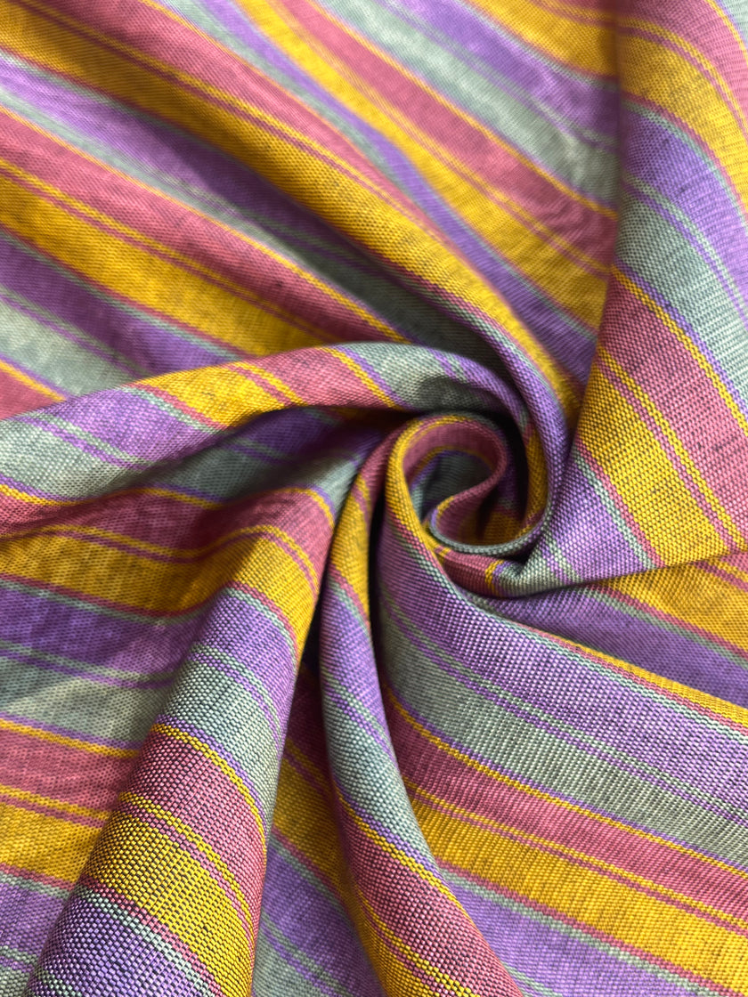 Multi Color Striped Pattern Moiré Fabric By The Yard – Luxurious Silk  For Interior Design & Special Sewing Projects. / 22 inches - 50 cm Width.