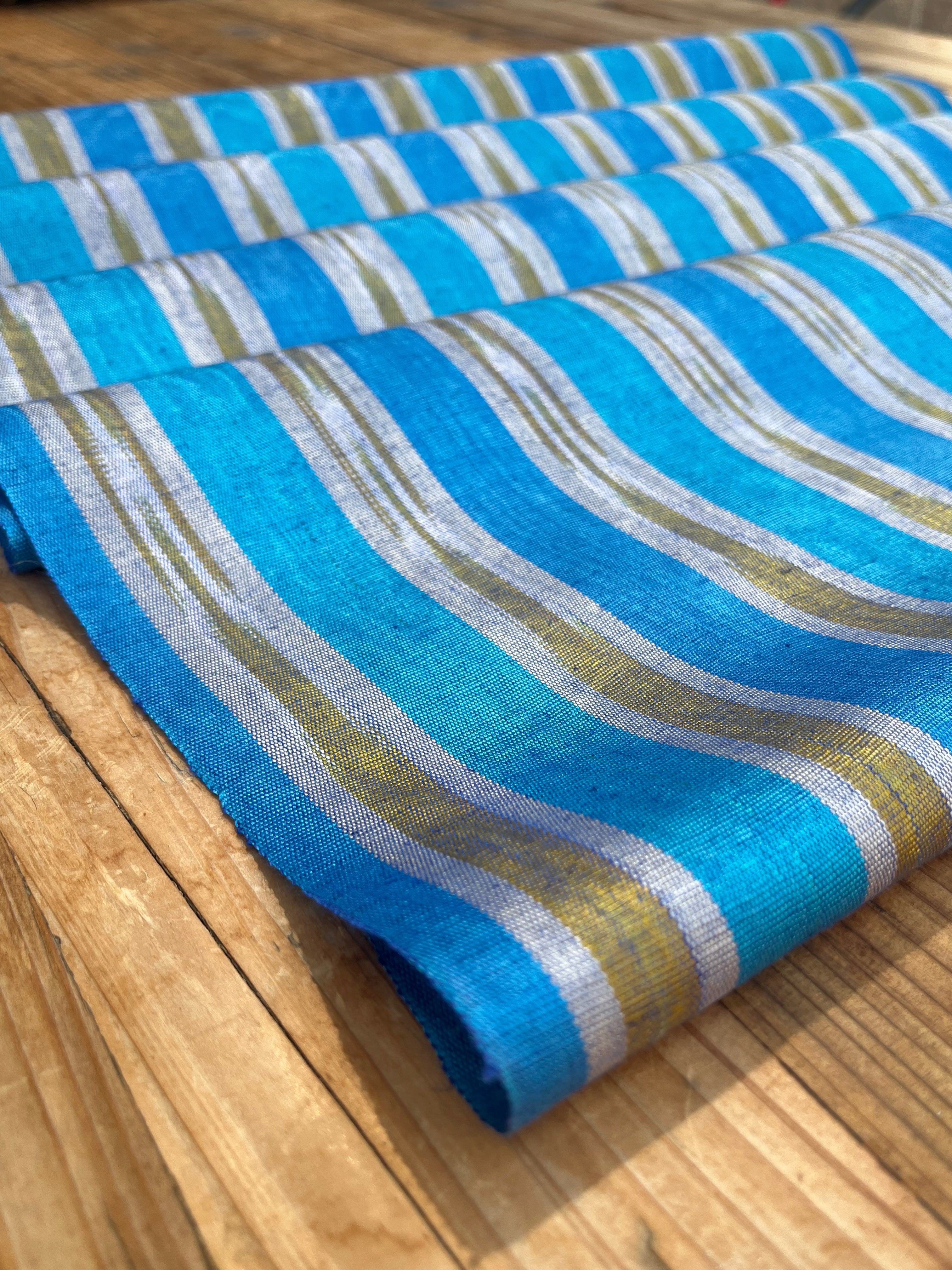 Multi Color Striped Pattern Moiré Fabric By The Yard – Luxurious Silk  For Interior Design & Special Sewing Projects. / 22 inches - 50 cm Width.