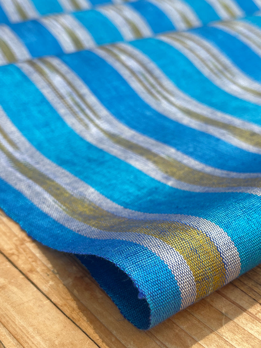 Multi Color Striped Pattern Moiré Fabric By The Yard – Luxurious Silk  For Interior Design & Special Sewing Projects. / 22 inches - 50 cm Width.