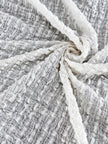 Neutral Stretchy Crinkle Cotton Fabric, Textured Surface.Handwoven Striped Crinkle Cotton Fabric – Organic Cotton & Beech Wood Fiber Blend