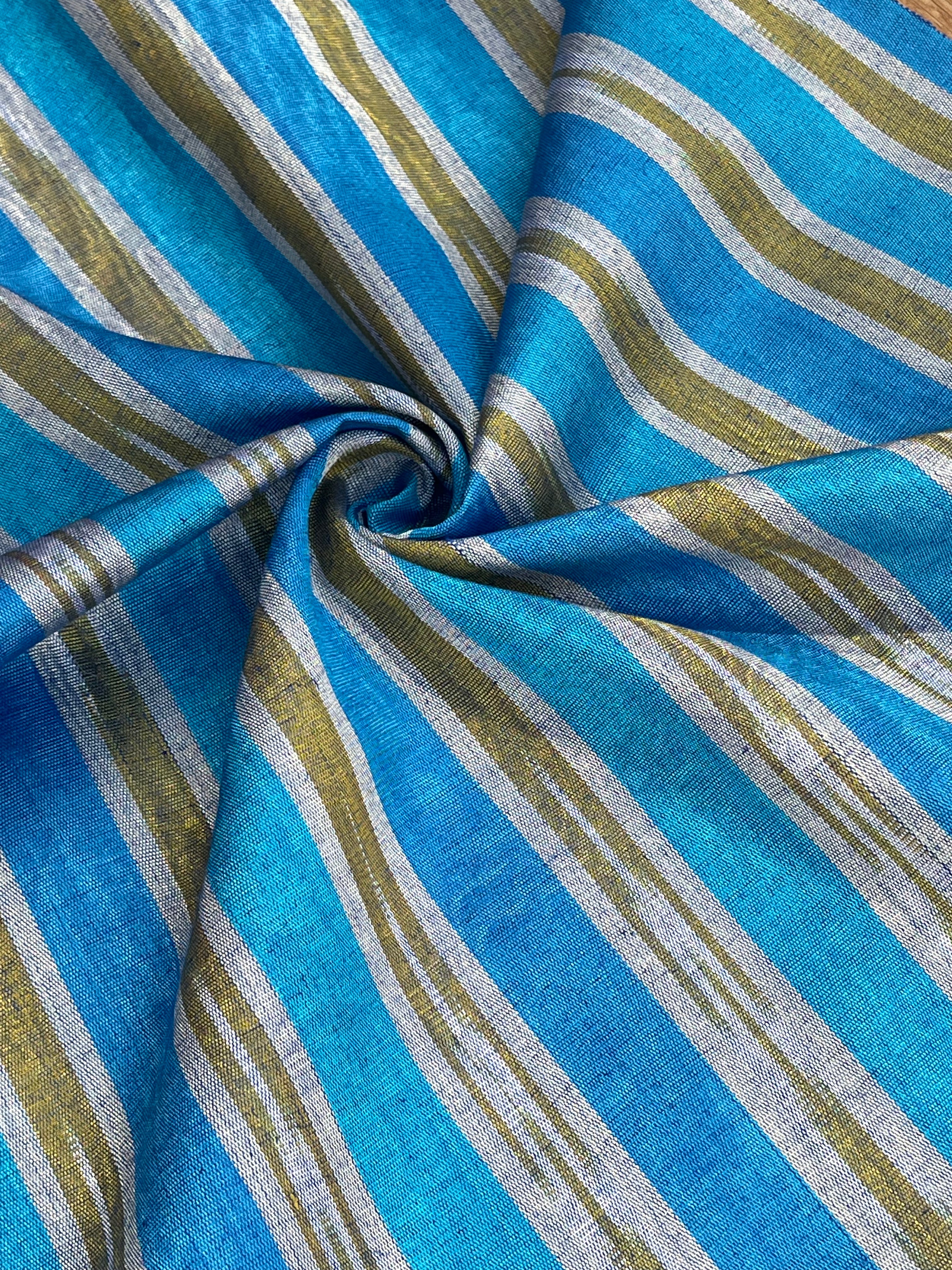 Multi Color Striped Pattern Moiré Fabric By The Yard – Luxurious Silk  For Interior Design & Special Sewing Projects. / 22 inches - 50 cm Width.