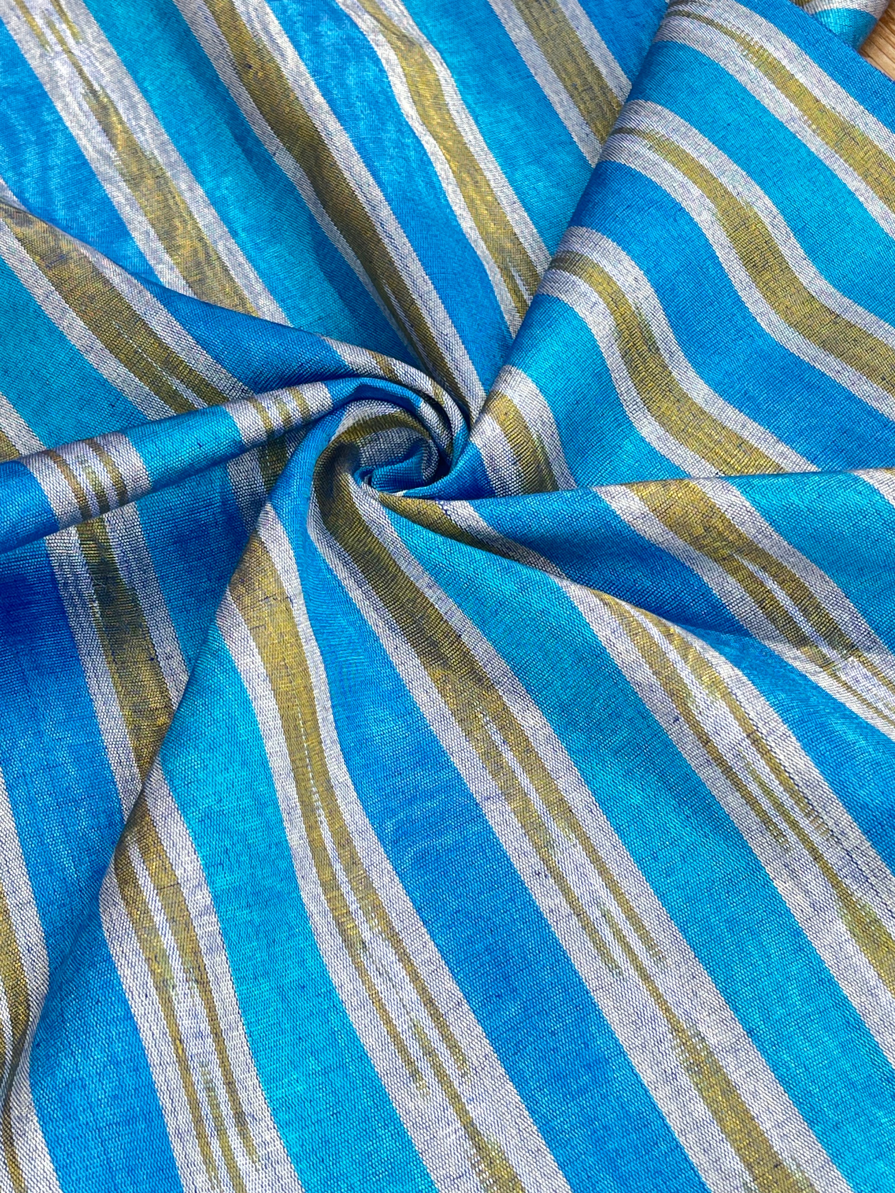 Multi Color Striped Pattern Moiré Fabric By The Yard – Luxurious Silk  For Interior Design & Special Sewing Projects. / 22 inches - 50 cm Width.