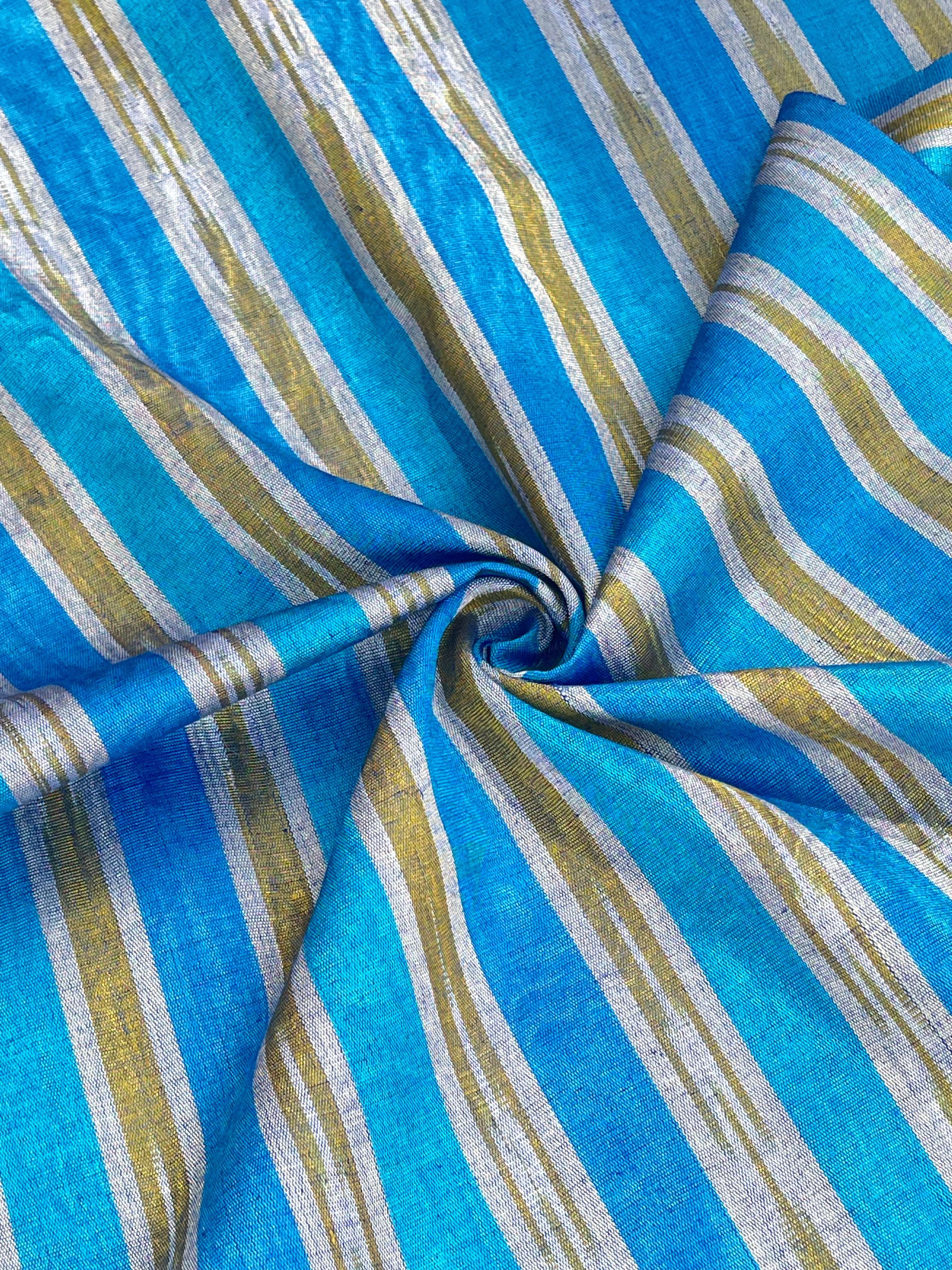 Multi Color Striped Pattern Moiré Fabric By The Yard – Luxurious Silk  For Interior Design & Special Sewing Projects. / 22 inches - 50 cm Width.