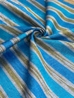 Multi Color Striped Pattern Moiré Fabric By The Yard – Luxurious Silk  For Interior Design & Special Sewing Projects. / 22 inches - 50 cm Width.