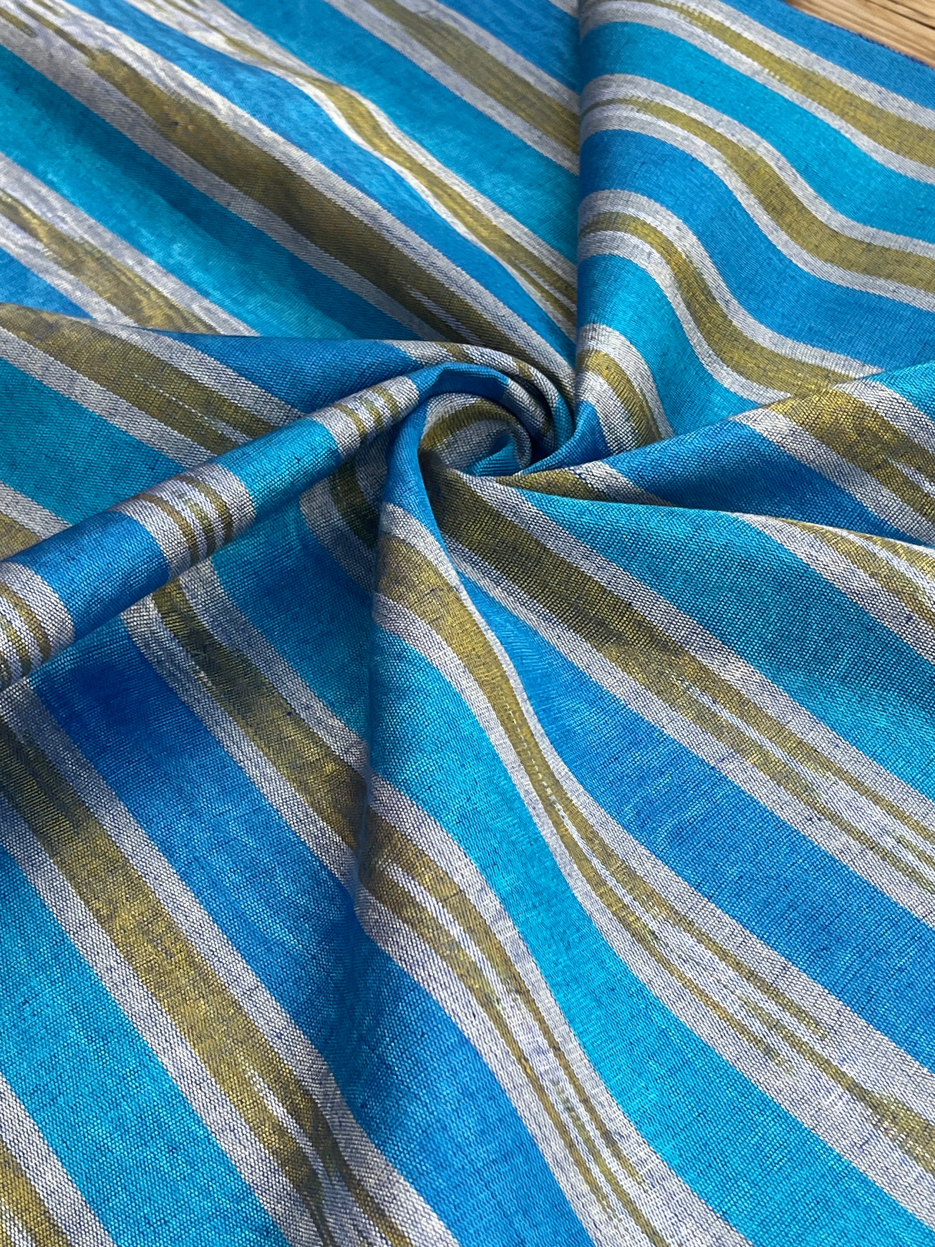 Multi Color Striped Pattern Moiré Fabric By The Yard – Luxurious Silk  For Interior Design & Special Sewing Projects. / 22 inches - 50 cm Width.