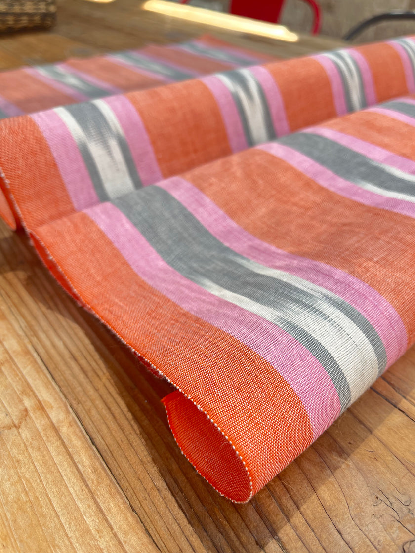 Multi Color Striped Pattern Moiré Fabric By The Yard – Luxurious Silk  For Interior Design & Special Sewing Projects. / 22 inches - 50 cm Width.