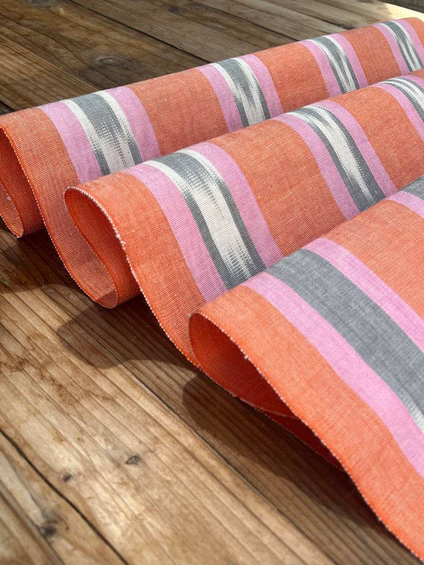 Multi Color Striped Pattern Moiré Fabric By The Yard – Luxurious Silk  For Interior Design & Special Sewing Projects. / 22 inches - 50 cm Width.