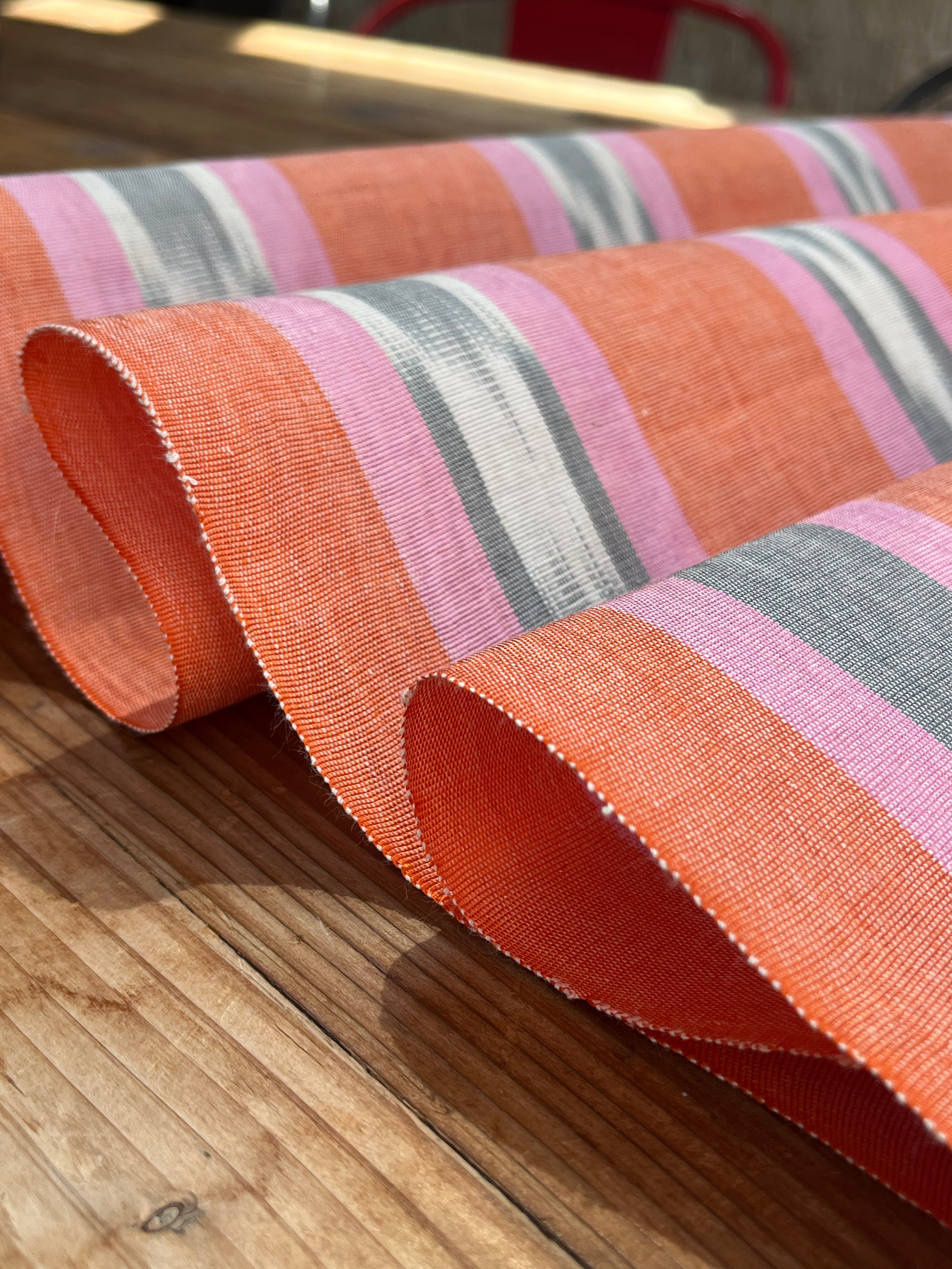 Multi Color Striped Pattern Moiré Fabric By The Yard – Luxurious Silk  For Interior Design & Special Sewing Projects. / 22 inches - 50 cm Width.