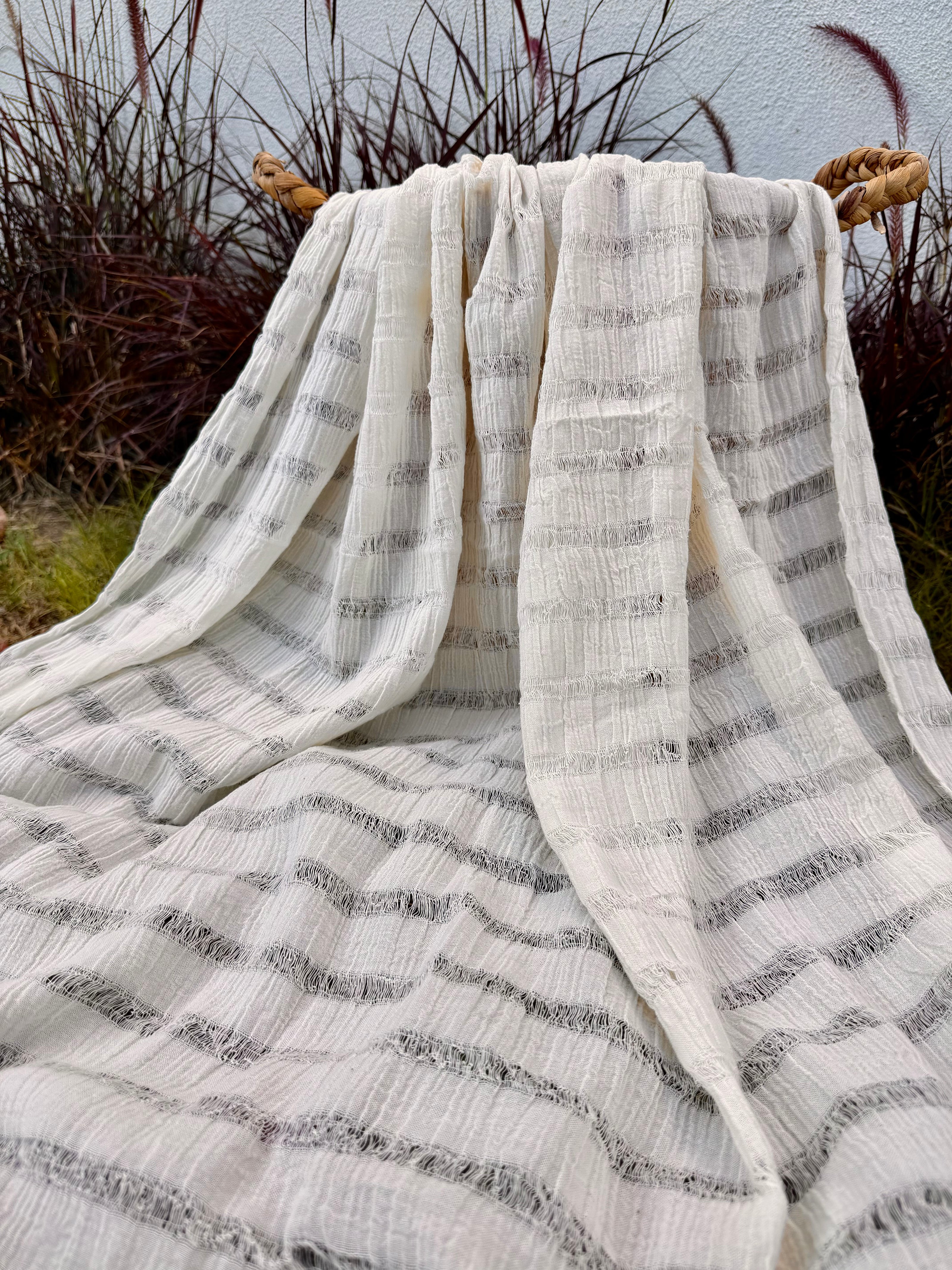 Premium Handwoven Loose Weave Crinkle Cotton Fabric | Resort Wear Textile