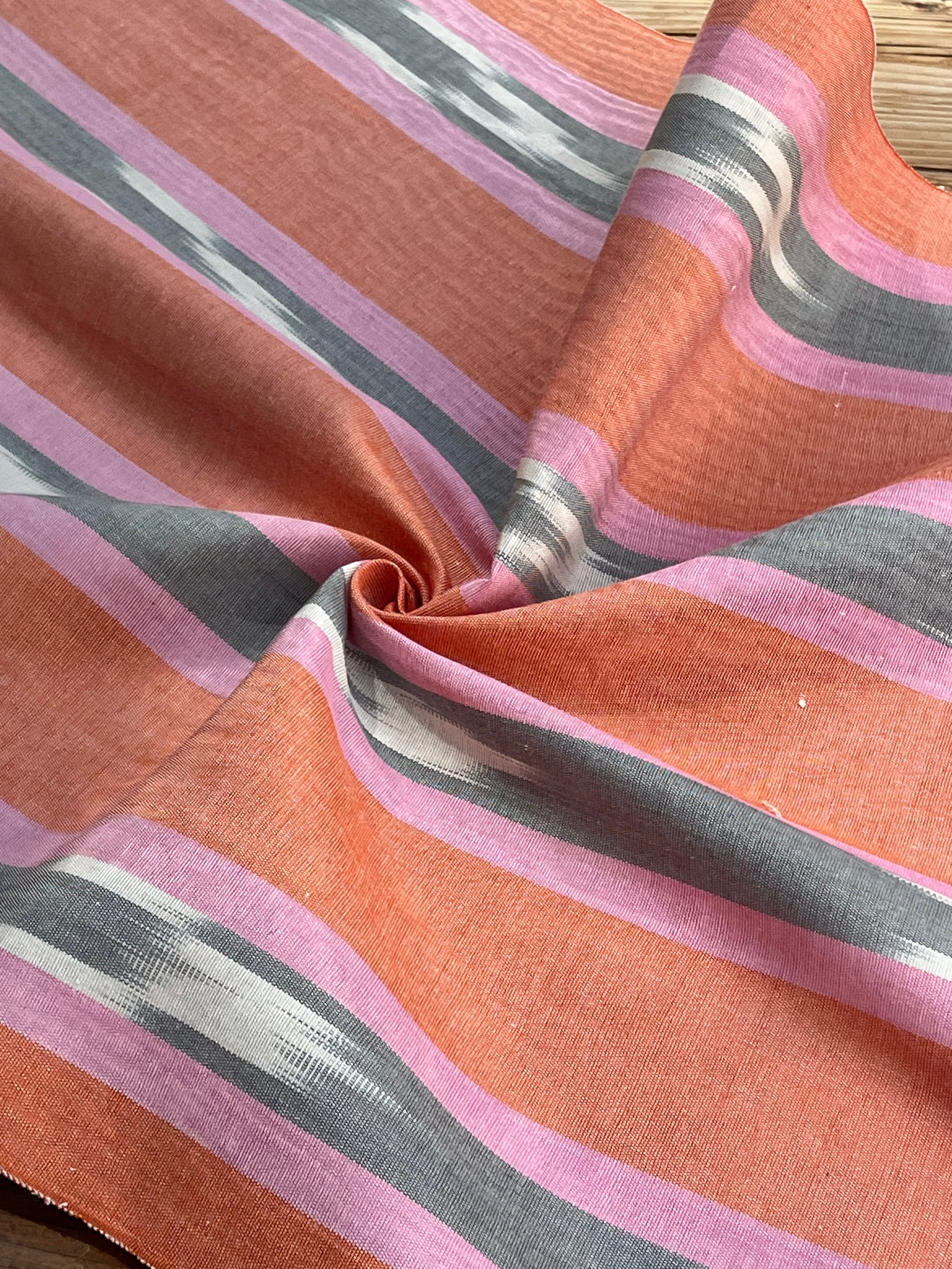 Multi Color Striped Pattern Moiré Fabric By The Yard – Luxurious Silk  For Interior Design & Special Sewing Projects. / 22 inches - 50 cm Width.