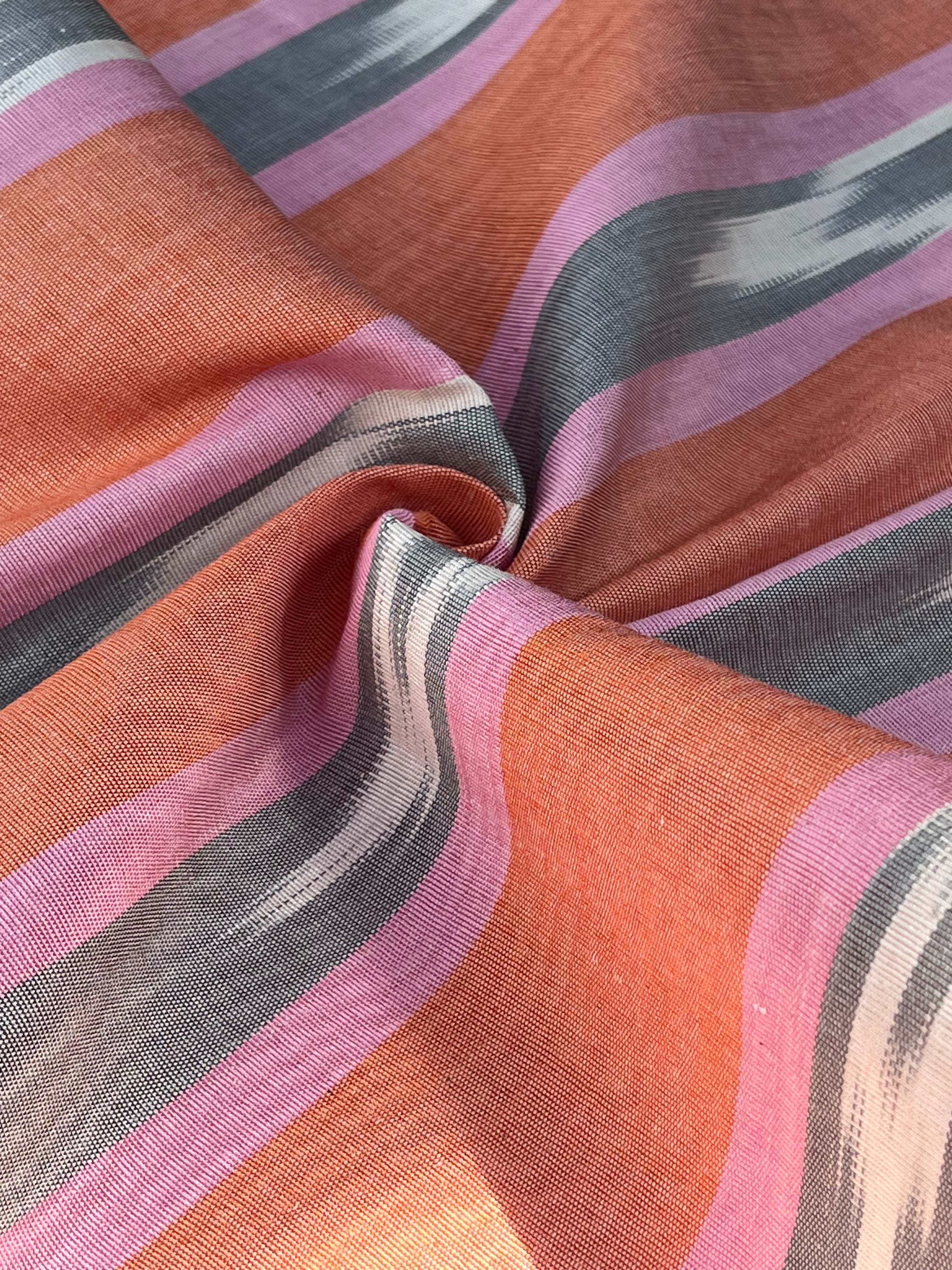 Multi Color Striped Pattern Moiré Fabric By The Yard – Luxurious Silk  For Interior Design & Special Sewing Projects. / 22 inches - 50 cm Width.