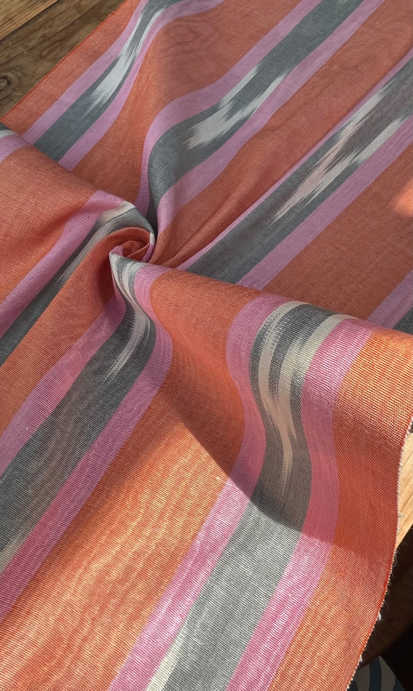 Multi Color Striped Pattern Moiré Fabric By The Yard – Luxurious Silk  For Interior Design & Special Sewing Projects. / 22 inches - 50 cm Width.