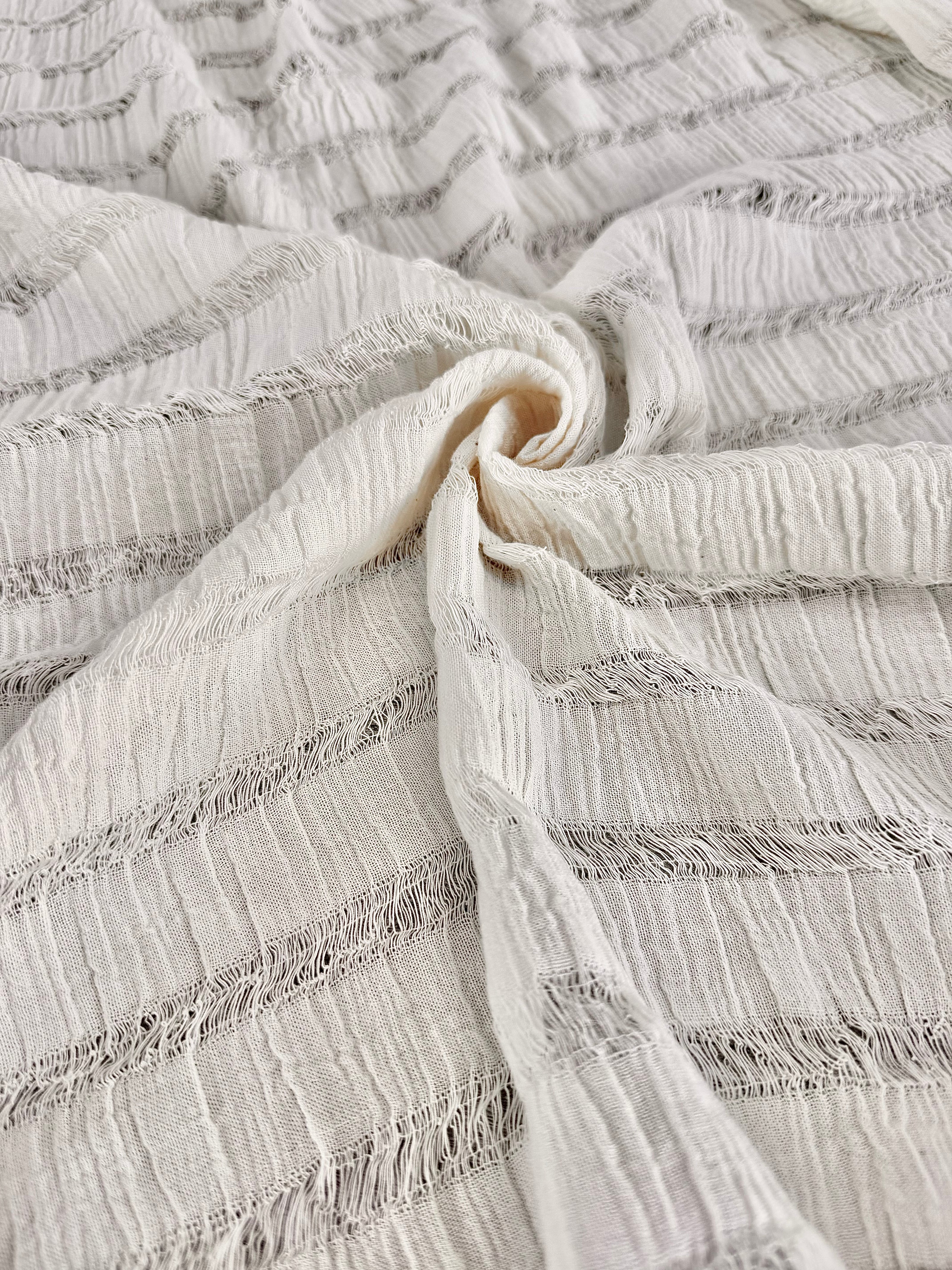 Premium Handwoven Loose Weave Crinkle Cotton Fabric | Resort Wear Textile