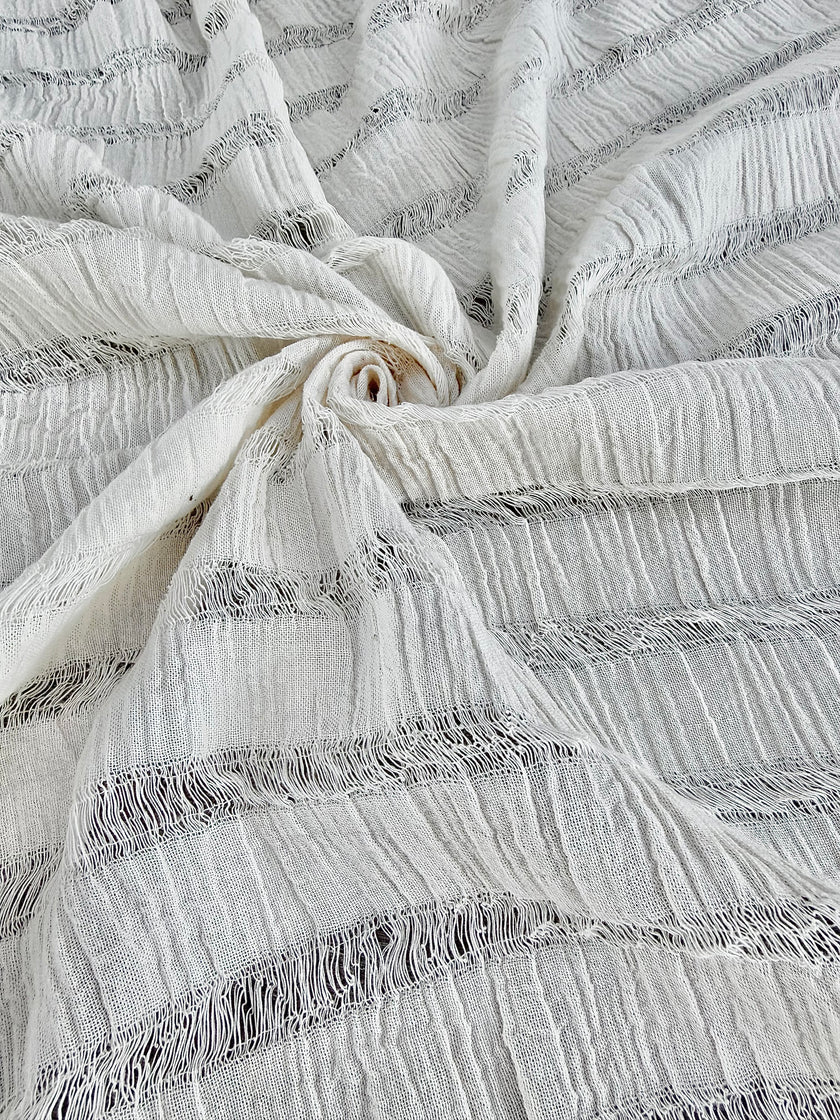 Premium Handwoven Loose Weave Crinkle Cotton Fabric | Resort Wear Textile