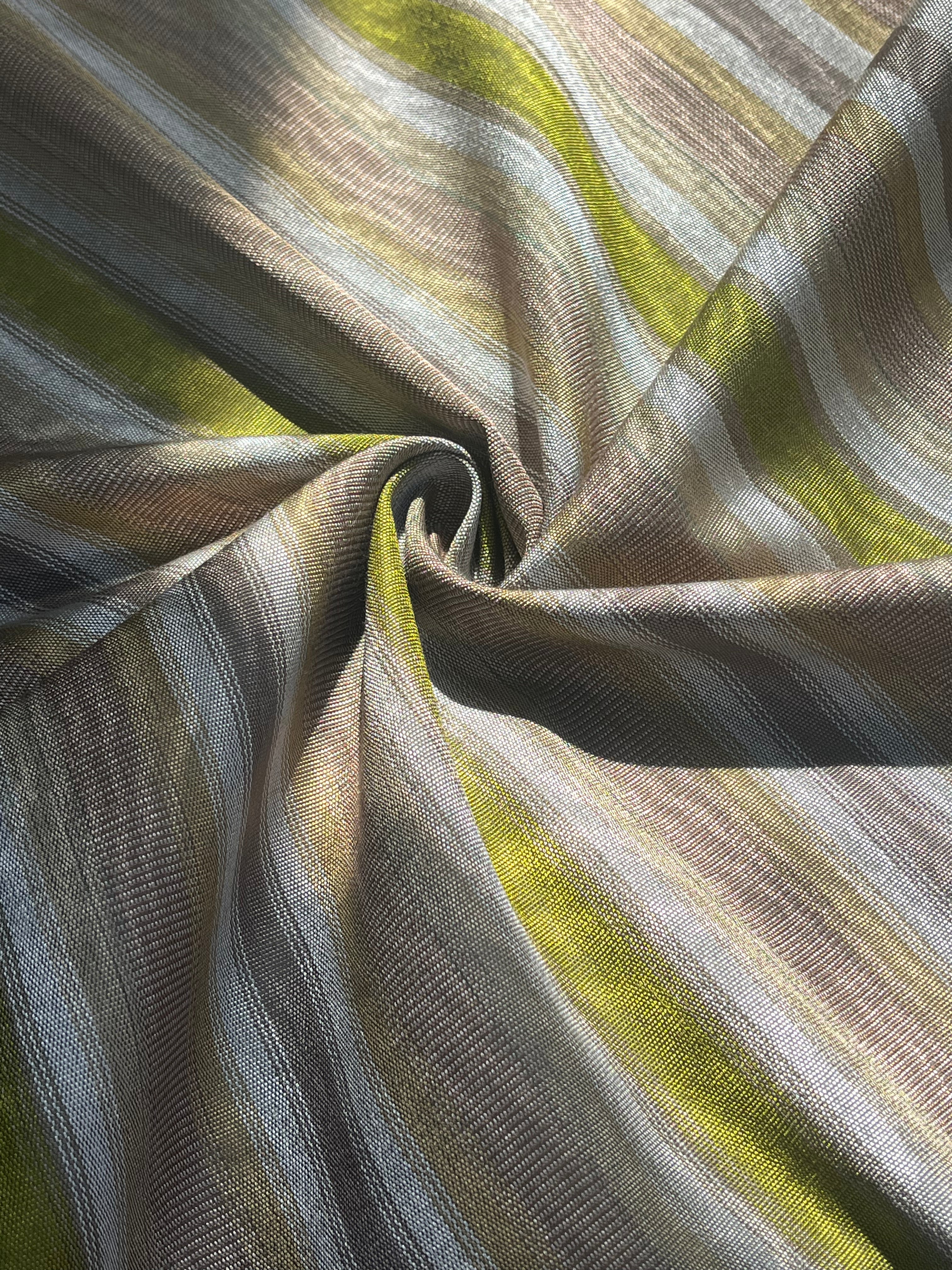 Multi Color Striped Pattern Moiré Fabric By The Yard – Luxurious Silk  For Interior Design & Special Sewing Projects. / 22 inches - 50 cm Width.