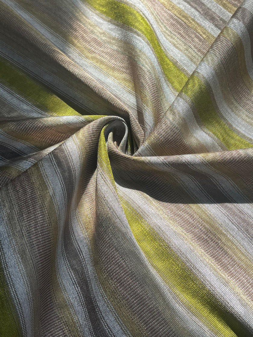 Multi Color Striped Pattern Moiré Fabric By The Yard – Luxurious Silk  For Interior Design & Special Sewing Projects. / 22 inches - 50 cm Width.