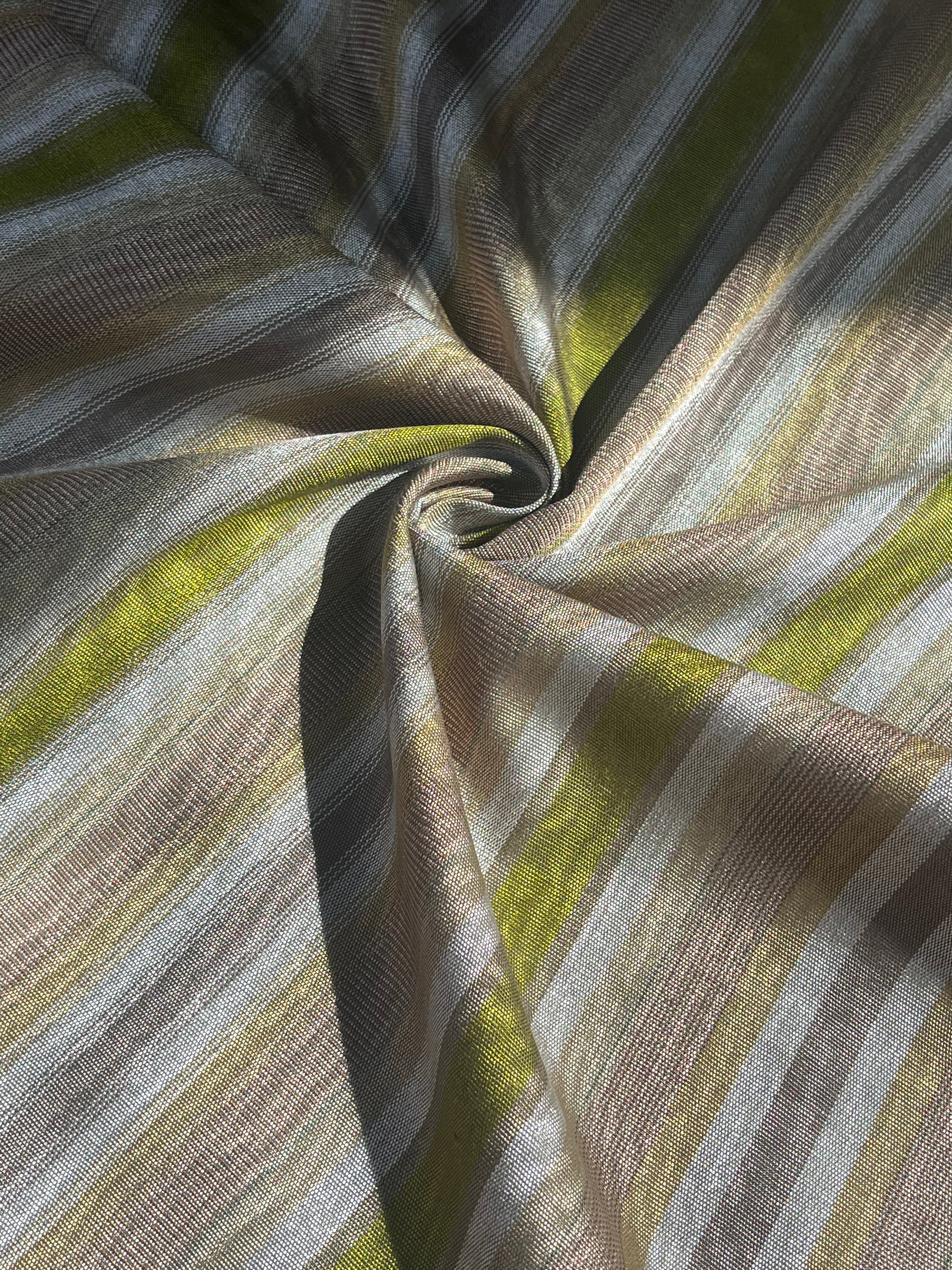 Multi Color Striped Pattern Moiré Fabric By The Yard – Luxurious Silk  For Interior Design & Special Sewing Projects. / 22 inches - 50 cm Width.