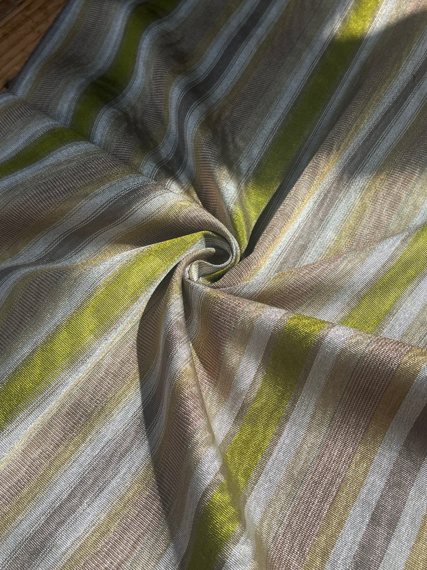 Multi Color Striped Pattern Moiré Fabric By The Yard – Luxurious Silk  For Interior Design & Special Sewing Projects. / 22 inches - 50 cm Width.