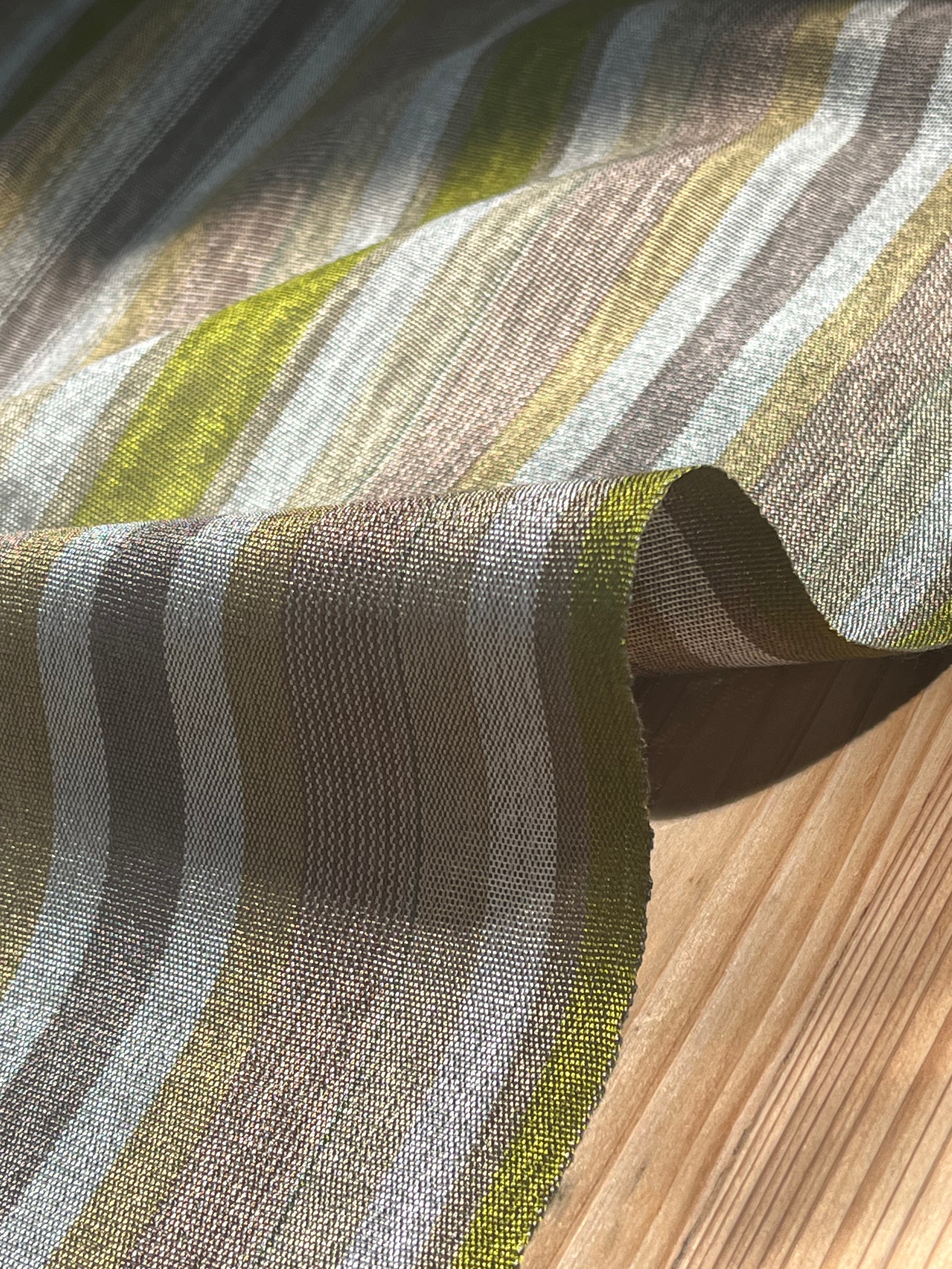 Multi Color Striped Pattern Moiré Fabric By The Yard – Luxurious Silk  For Interior Design & Special Sewing Projects. / 22 inches - 50 cm Width.