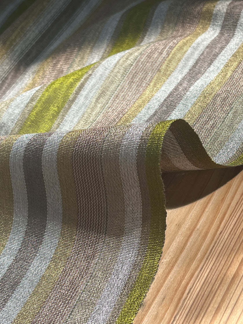 Multi Color Striped Pattern Moiré Fabric By The Yard – Luxurious Silk  For Interior Design & Special Sewing Projects. / 22 inches - 50 cm Width.