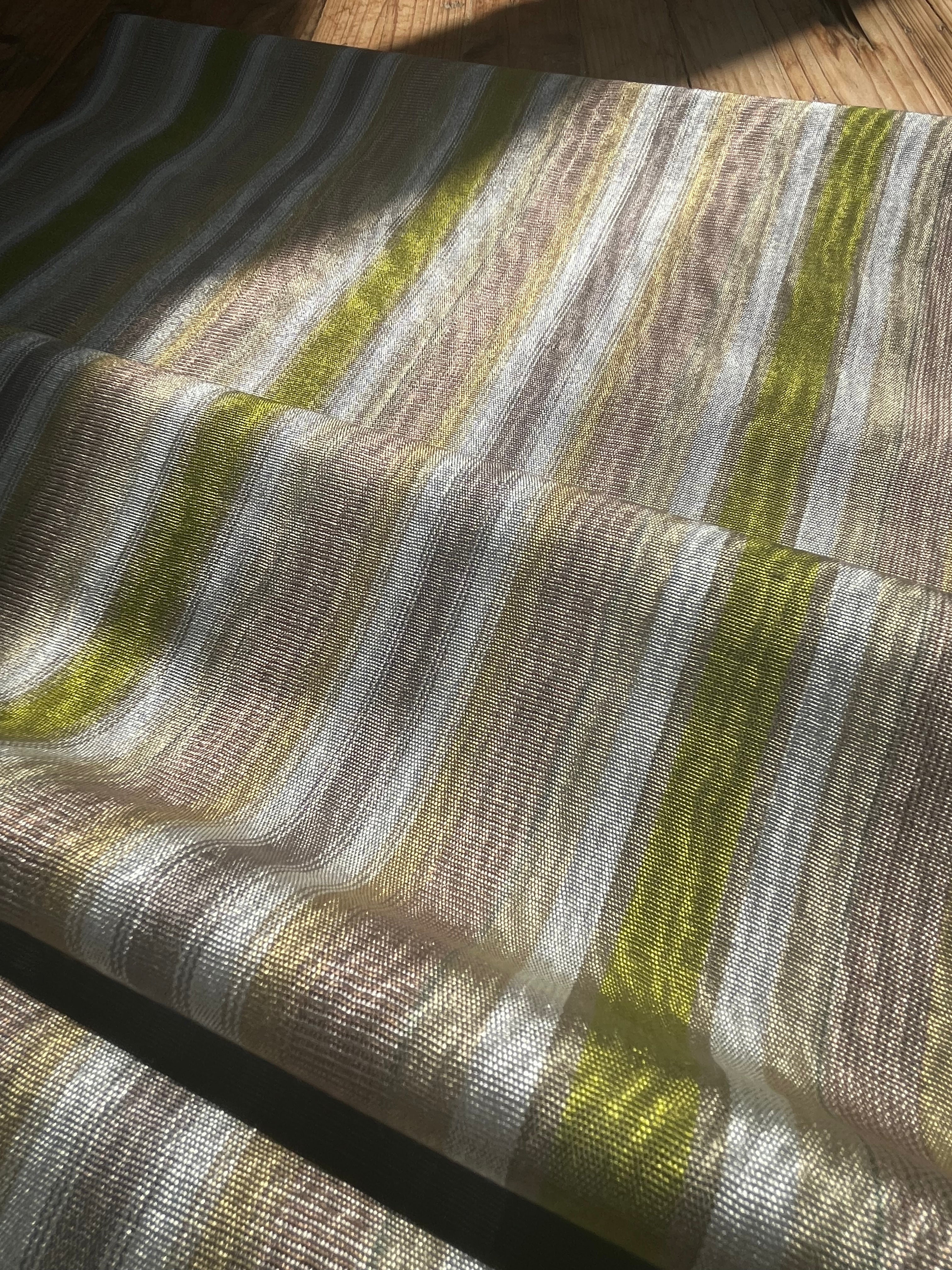 Multi Color Striped Pattern Moiré Fabric By The Yard – Luxurious Silk  For Interior Design & Special Sewing Projects. / 22 inches - 50 cm Width.