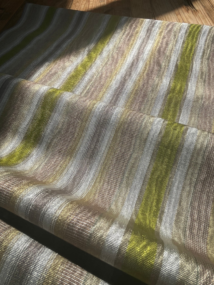 Multi Color Striped Pattern Moiré Fabric By The Yard – Luxurious Silk  For Interior Design & Special Sewing Projects. / 22 inches - 50 cm Width.