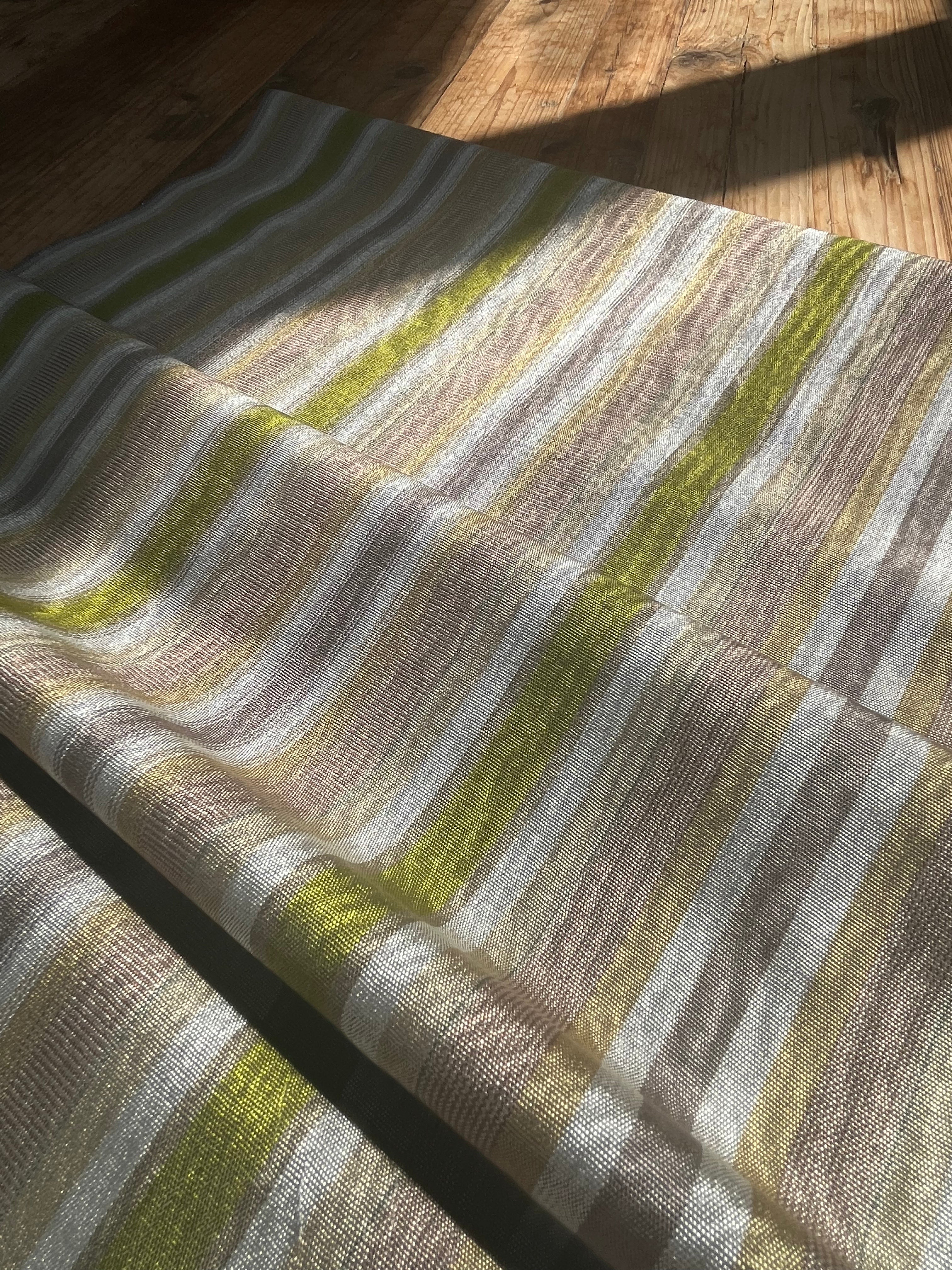 Multi Color Striped Pattern Moiré Fabric By The Yard – Luxurious Silk  For Interior Design & Special Sewing Projects. / 22 inches - 50 cm Width.