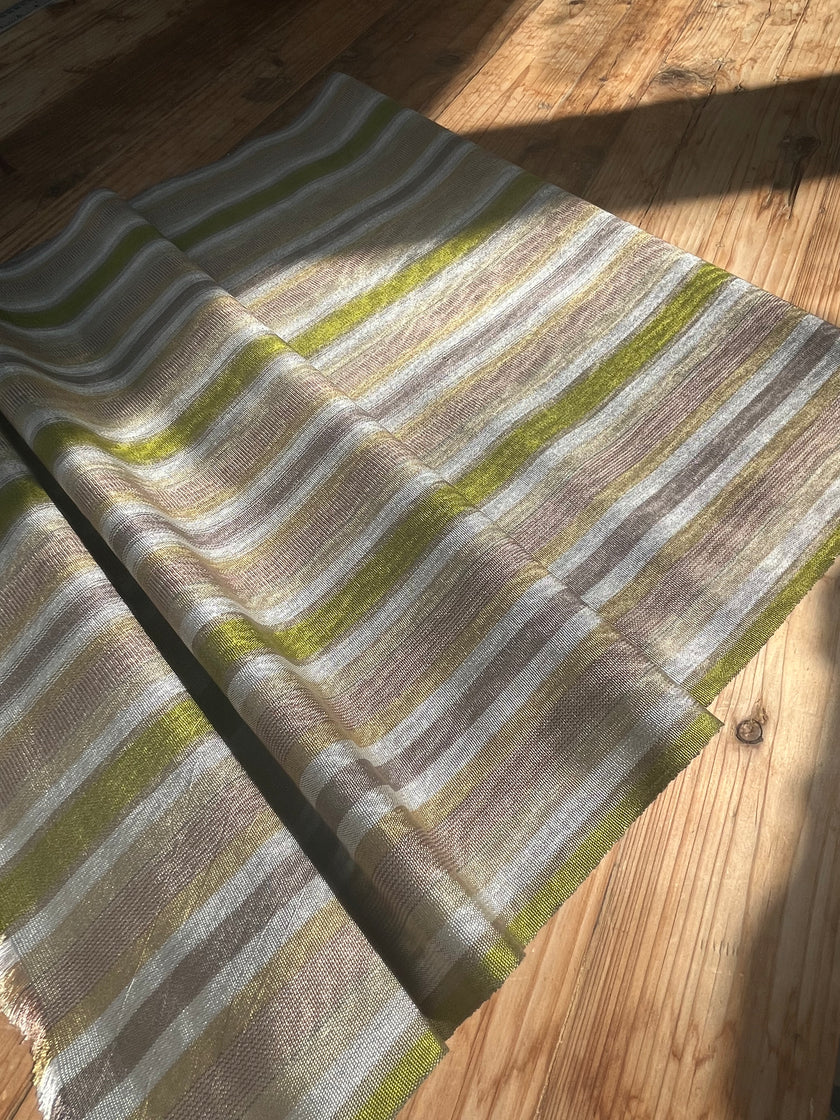 Multi Color Striped Pattern Moiré Fabric By The Yard – Luxurious Silk  For Interior Design & Special Sewing Projects. / 22 inches - 50 cm Width.