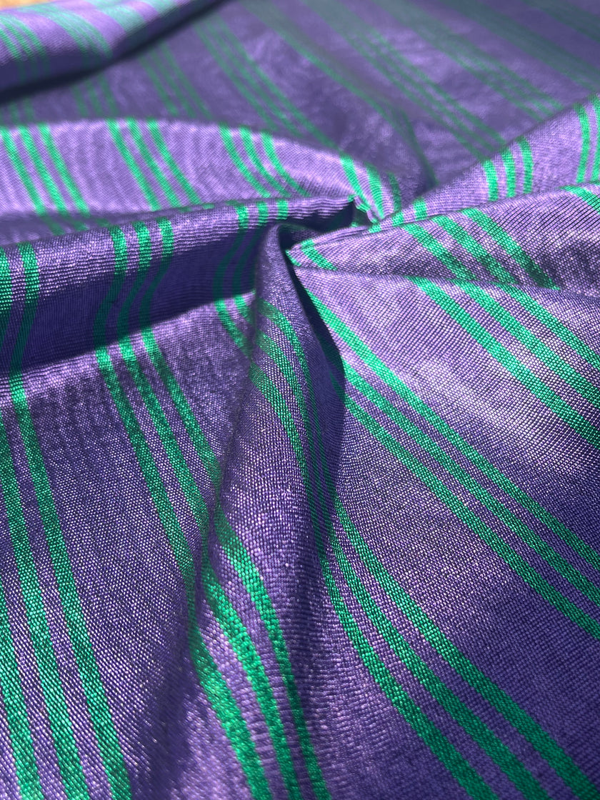 Multi Color Striped Pattern Moiré Fabric By The Yard – Luxurious Silk  For Interior Design & Special Sewing Projects. / 22 inches - 50 cm Width.