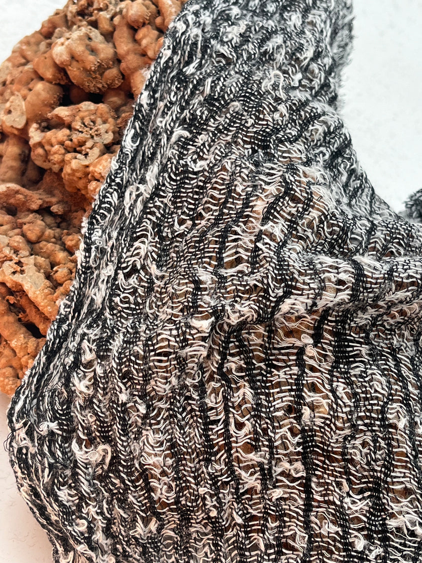 Black White Open Weave Textured Linen Fabric By The Yard Natural Fabrics.