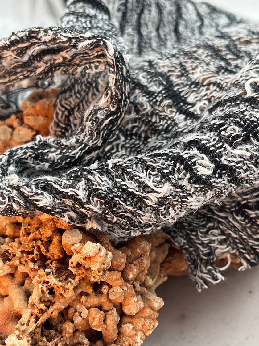 Black White Open Weave Textured Linen Fabric By The Yard Natural Fabrics.