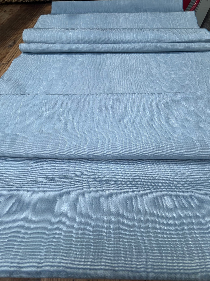 Light Blue Silk Moire Fabric By The Meter.