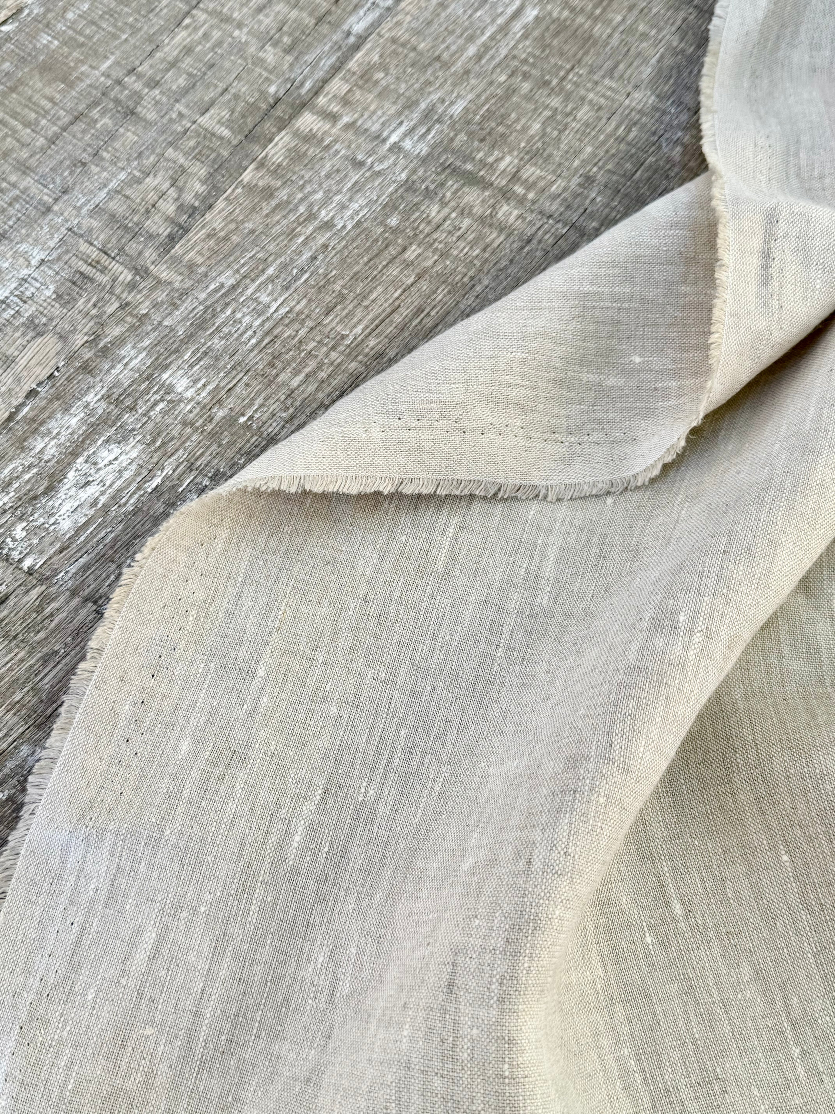 Premium Washed 100% Linen Fabric by the Yard | Natural Oatmeal Linen 190 GSM