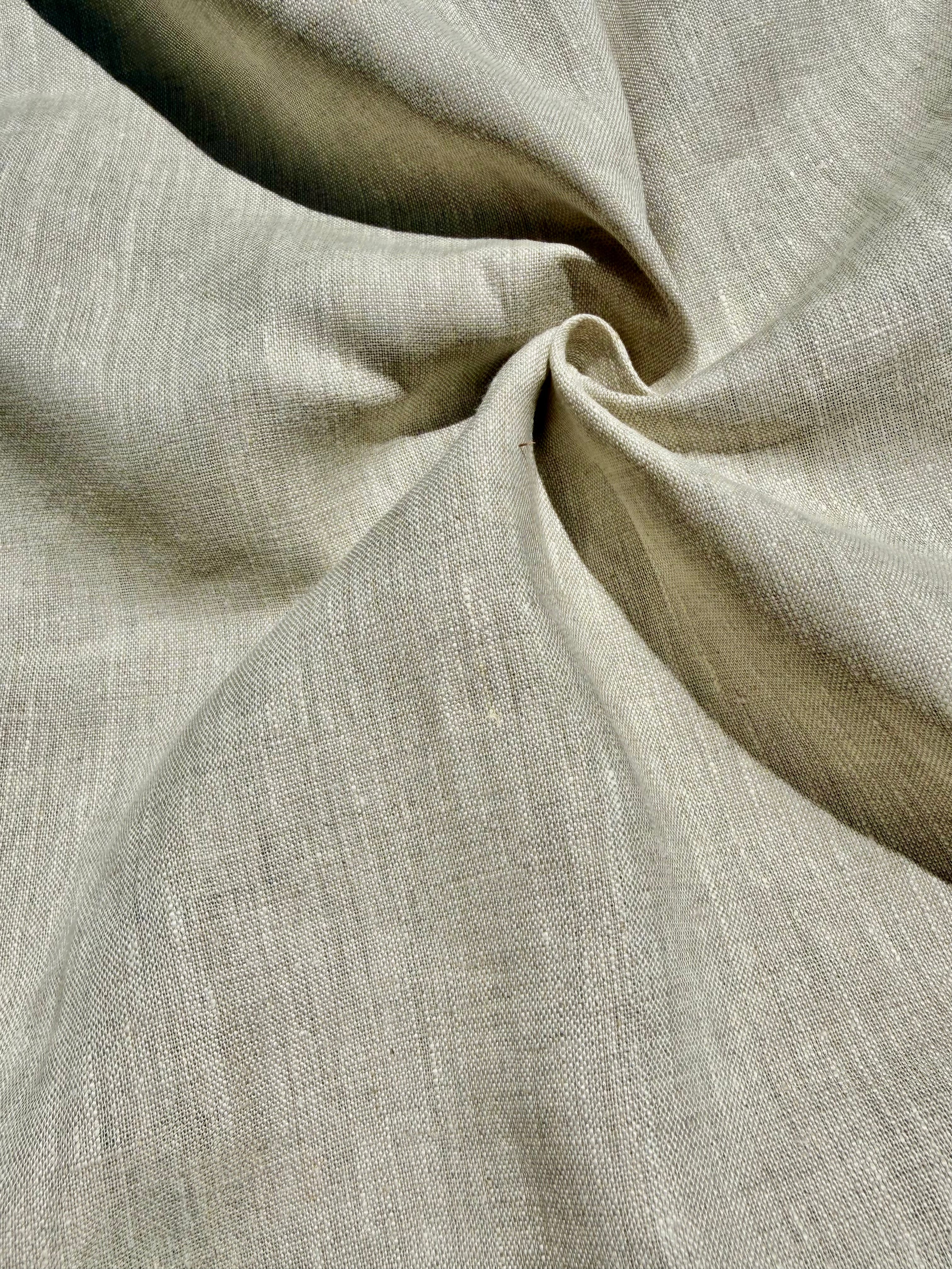 Premium Washed 100% Linen Fabric by the Yard | Natural Oatmeal Linen 190 GSM