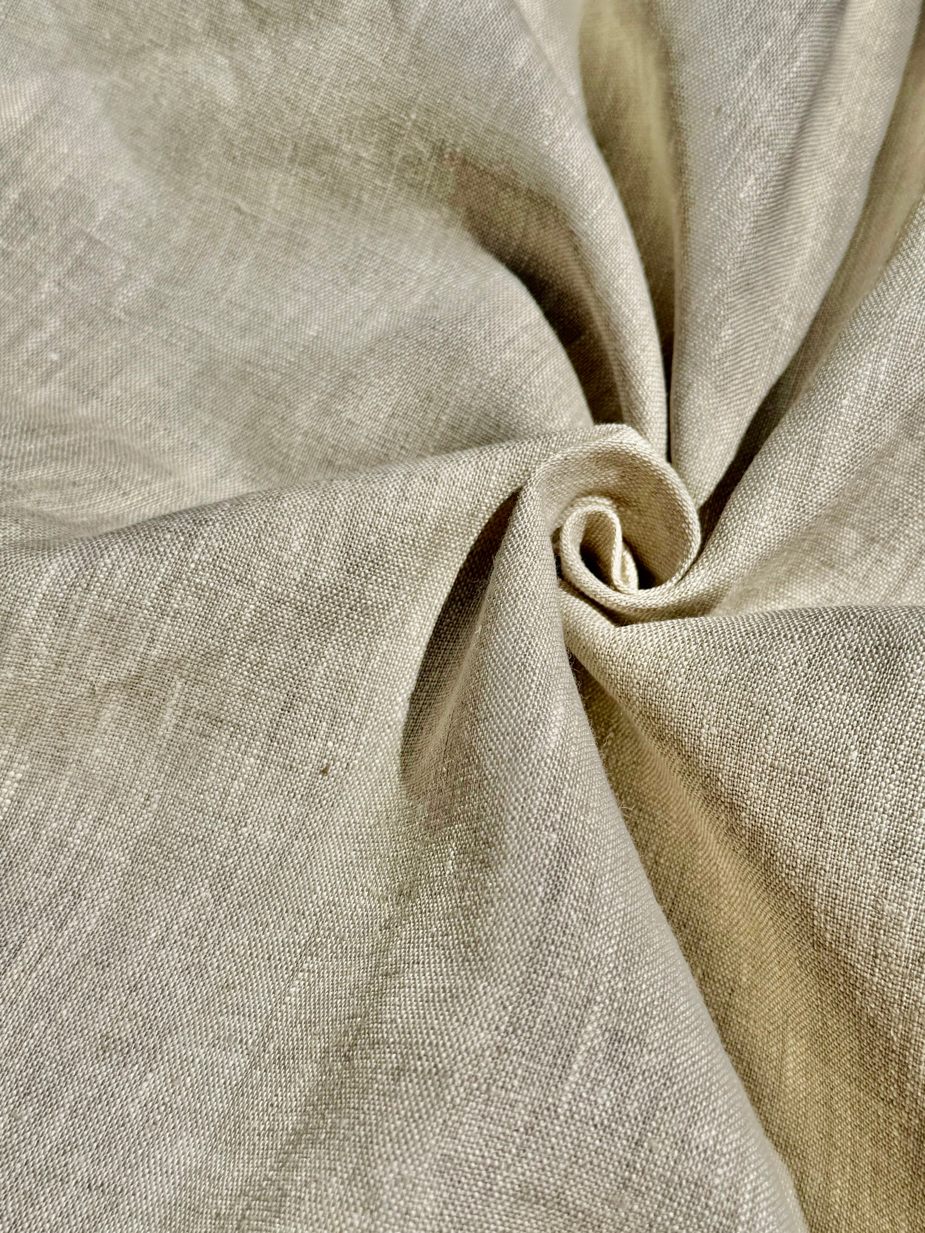 Premium Washed 100% Linen Fabric by the Yard | Natural Oatmeal Linen 190 GSM