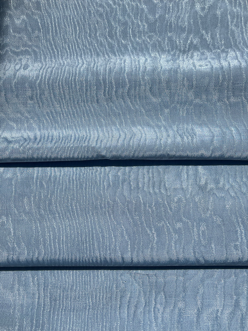 Light Blue Silk Moire Fabric By The Meter.
