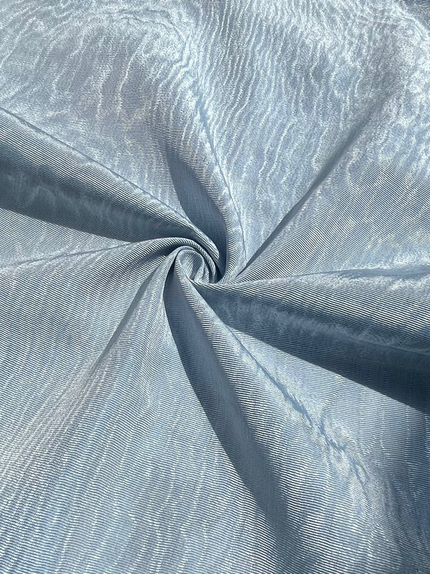 Light Blue Silk Moire Fabric By The Meter.