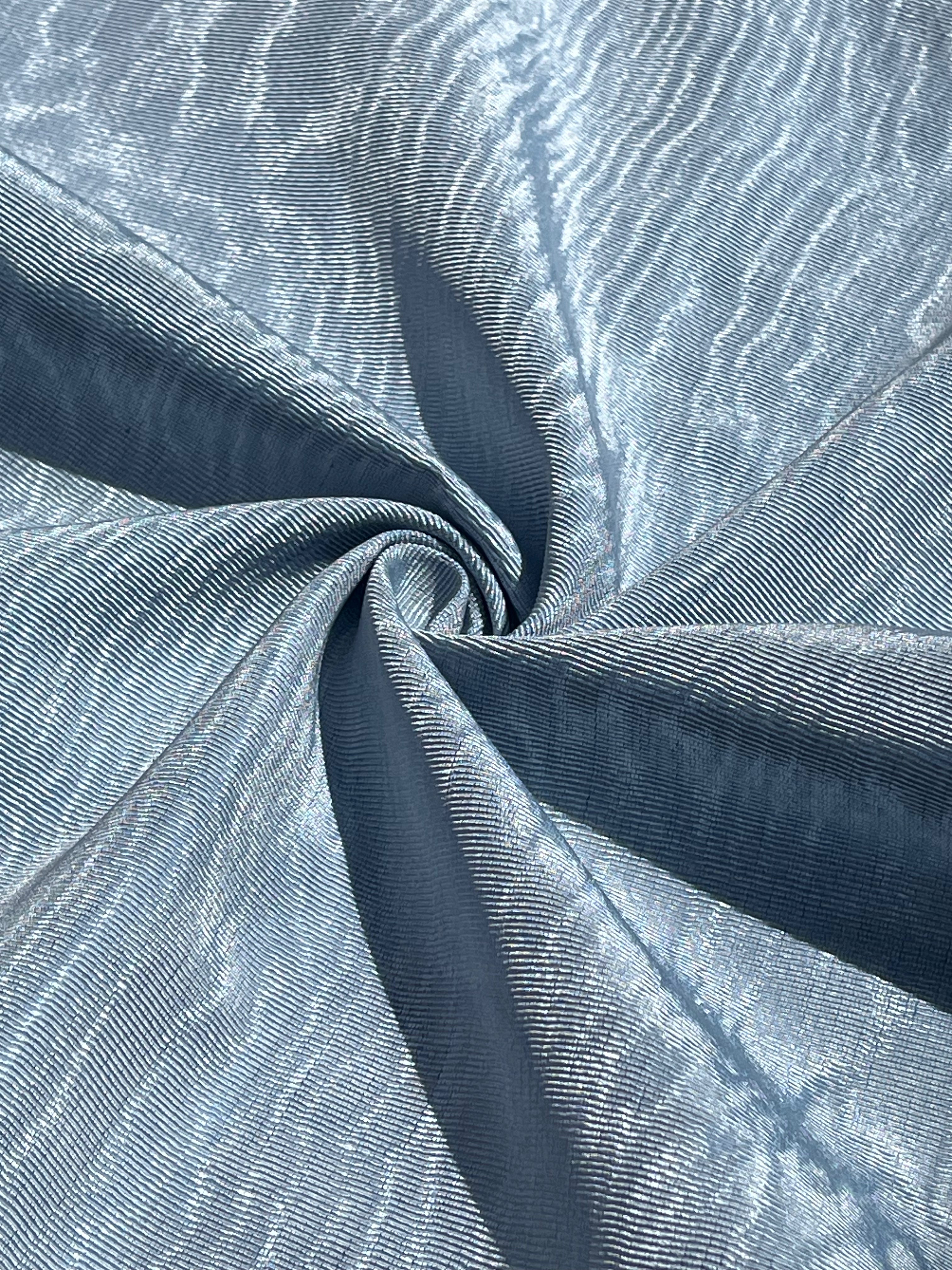 Light Blue Silk Moire Fabric By The Meter.