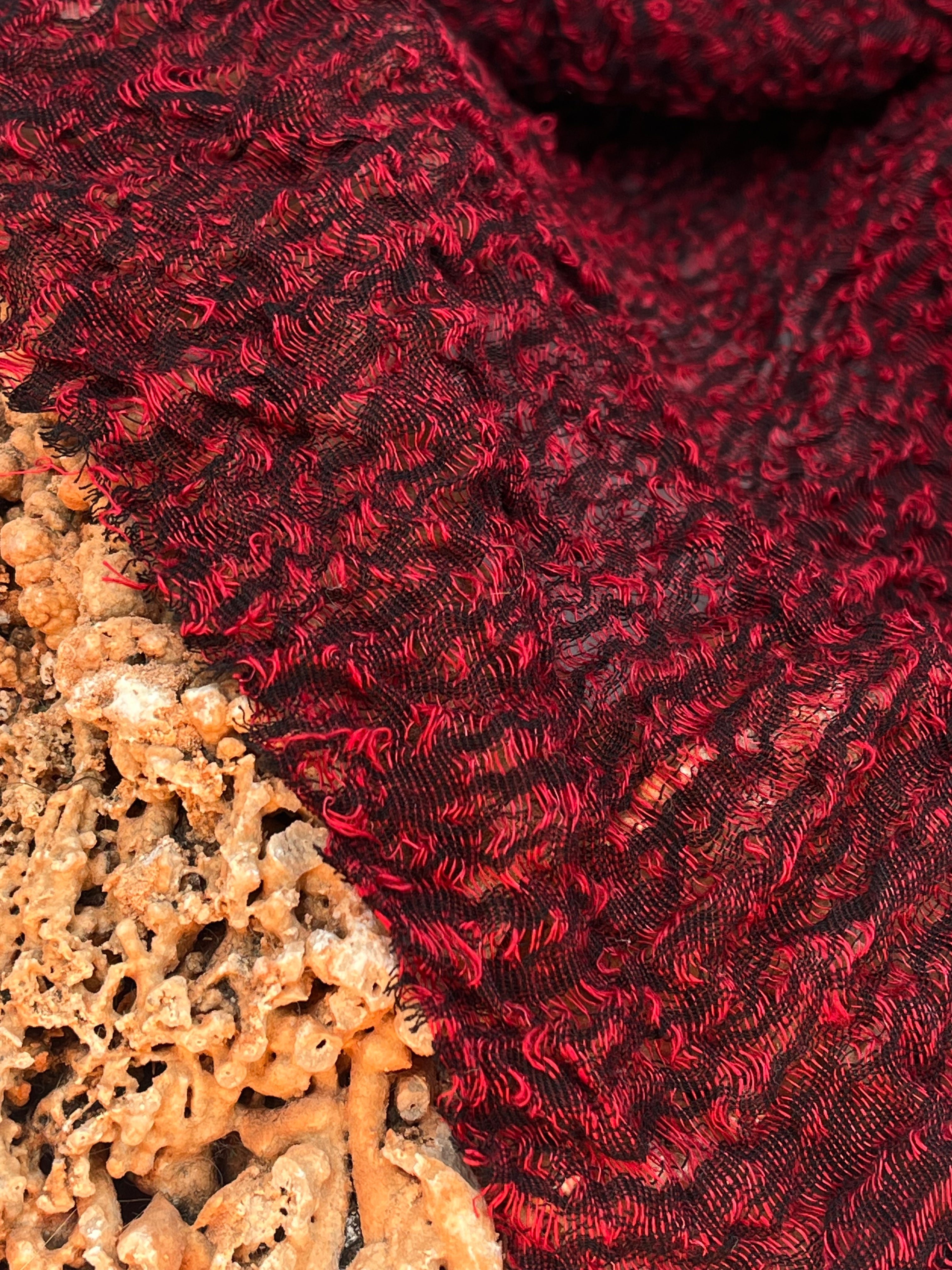 Red Textured Linen Fabric By The Yard Natural Fabrics.