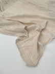 Tissu en coton biologique neutre non blanchi ivoire au mètre, tissu froissé, large largeur.
